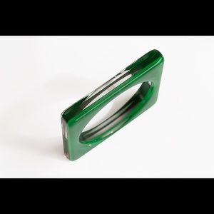 Green & Clear Lucite Square Bangle